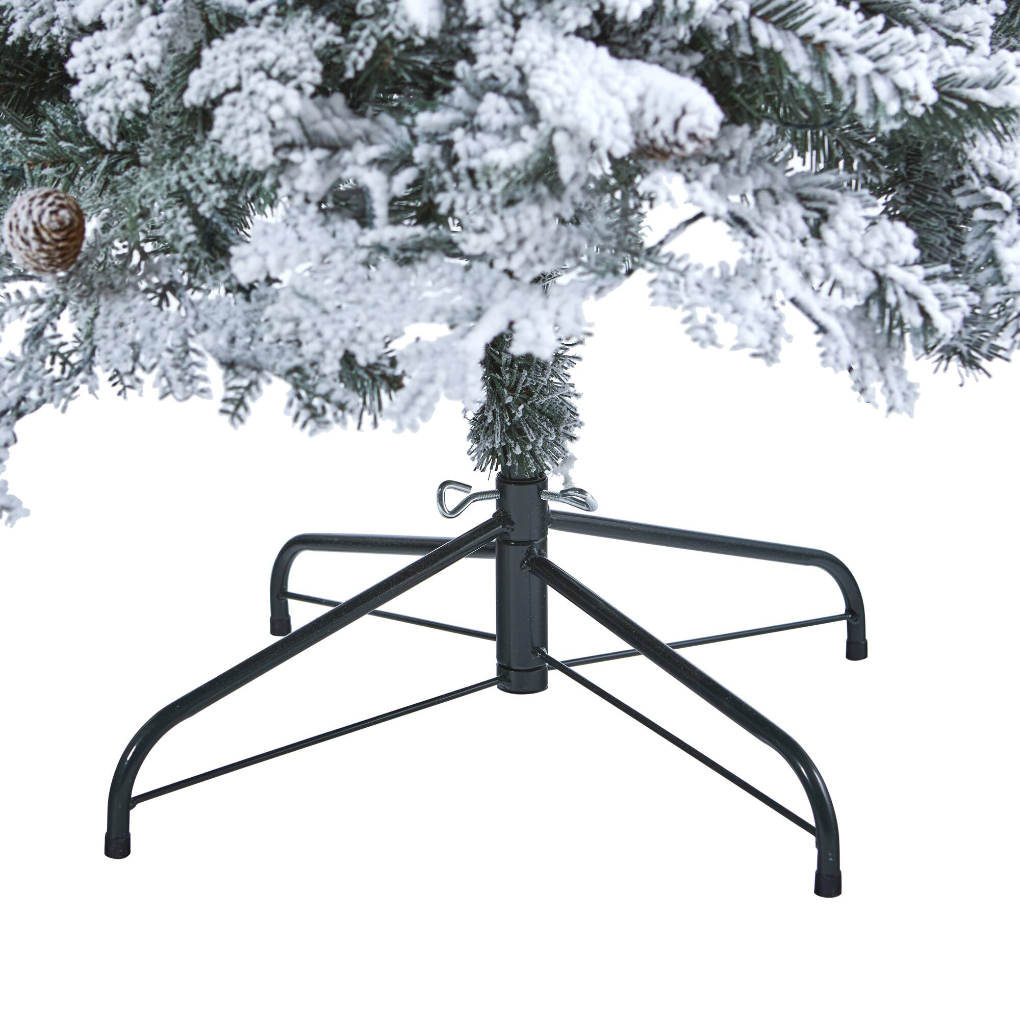 7ft. Pre-Lit Flocked Montana Down Swept Spruce & Pinecones Artificial Christmas Tree with Clear LED Lights
